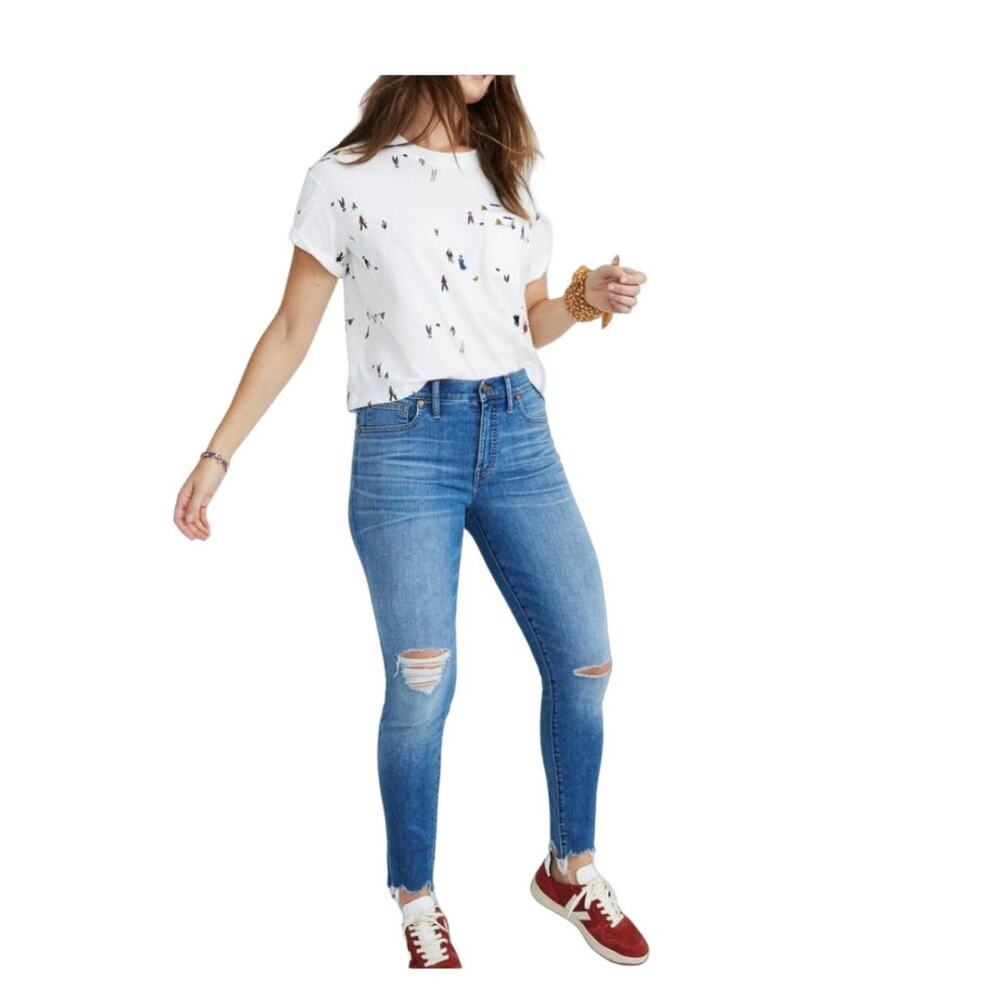 Madewell 9" High-Rise Skinny Jeans Size 25 Distressed Raw Hem